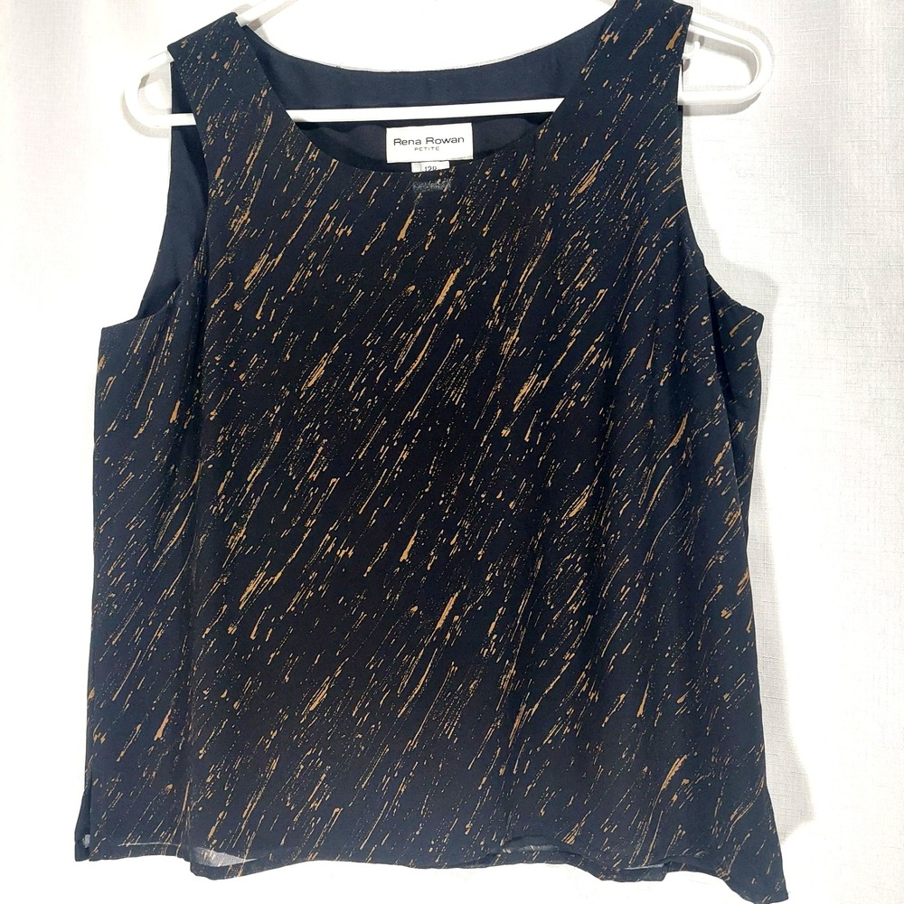 Rena Rowan Womens 12 Petite Sleeveless Blouse Lined Round Neck Polyester